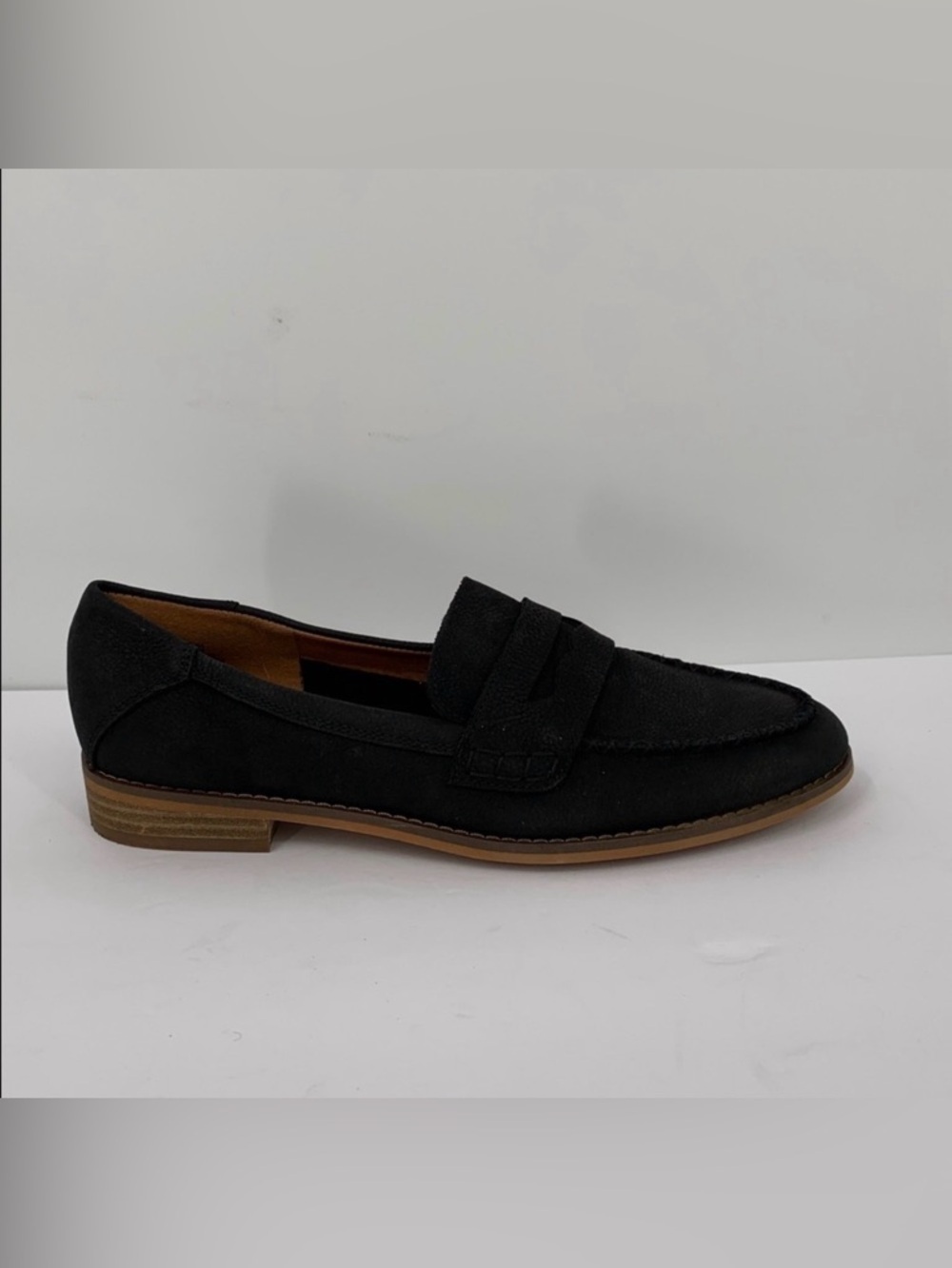 Lucky Brand Eryka suede leather loafer slip-on black shoe women 38 7.5